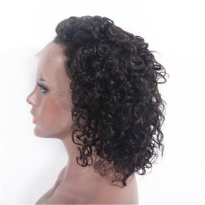 Malaisien Remy Hair Lace Front Wig Pré-plumé Hairline Court Bouclés Perruques de Cheveux Humains 130% Densité