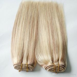 Maleisische virgin haar Rechte piano kleur 27 613 blond virgin haar Weave Bundels 100g 1pcs human hair extensions dubbele inslag