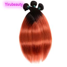 Maleisische Virgin Hair Wefts 1B/350 Straight 3 stuks/partij 100% Human Hair Extensions Twee Tonen Kleur Drie Bundels 10-28 inch