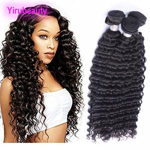 Malaysian Virgin Human Hair 3 Bundles Deep Wave Curly Three Pieces/lot 8-28inch Human Hair Extensions Wefts