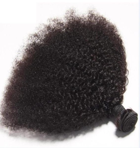 Cabello humano de Malasia Virgen Afro Kinky Curly Sin procesar Remy Cabello Tejes de doble trama de 100GBundle 1Bundlelot se puede teñir blanqueador5461684