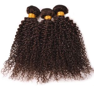 Maleisisch Maagdelijk Haarbundels Kinky Krullend Chocoladebruin Menselijk haar Inslag Middelbruin 4 Golvend Haarverlenging 3 Stuks Voor Vrouw8829400