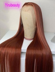 Malaysian Virgin Human Hair Chestnut Color 134 Lace Front Wig Silky Straight 210 180 Density 1032inch Wigs 1503946612