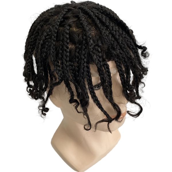 Reemplazo de cabello humano de Virgin Malasia 8x10 Braids Unidades de encaje Toupee para hombre negro para hombre negro