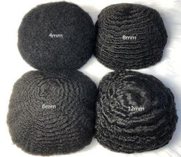 Maleisische Maagd Menselijk Haar Vervanging Full Lace Toupet 4mm 6mm 8mm 10mm 12mm Afro Wave Mens Pruik voor Zwarte Mannen Snelle Express Deliv7938340