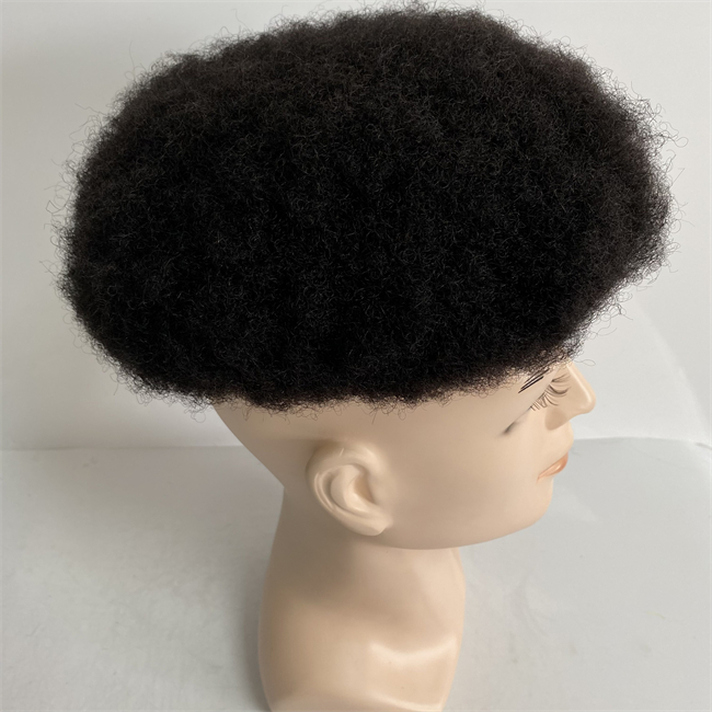 Maleisische maagdelijk Human Hair Systems #1B Natuurlijke zwarte kleur 8x10 Toupee 4mm Root Afro volledige kant -eenheid voor zwarte mannen