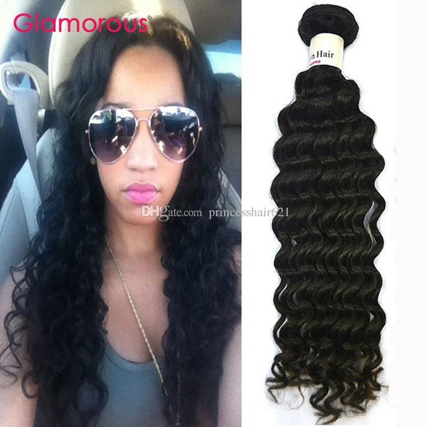 Glamorous Hair Weave Pas Cher Cheveux Humains 1 Pièce Couleur Naturelle Vierge Brésilienne Malaisienne Péruvienne Indienne Bouclés Extensions de Cheveux pour les femmes noires