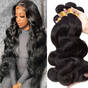 Malaysian Weave 1/3/4 PCS Human Bundles Natural Black Double Draw Body Wave Remy Hair Extension
