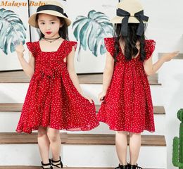 Malayu bébé filles robe été nouveaux enfants vêtements sans manches à pois robe en maille vêtements pour filles robes de princesse 26 ans 1620949