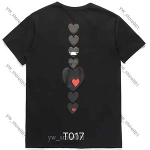 Mannelijk en vrouwelijk paar lange mouw commes des Garcons t-shirt ontwerper geborduurde rode hart liefde zwart en witte strepen losse korte mouw plus size 7f1b