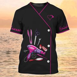 Camiseta de peluquero para hombre y mujer, ropa Harajuku, camiseta de manga corta grande de diseñador, ropa transpirable de secado rápido de verano 240313