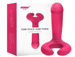 Mannelijke en vrouwelijke masturbatie all-inclusive plastic 3 vorkvibrator seksspeeltjes voor volwassenen8913989
