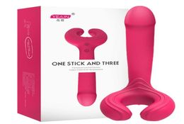 Mannelijke en vrouwelijke masturbatie Allinclusive Plastic 3 vork vibrator volwassen seksspeeltjes1389113