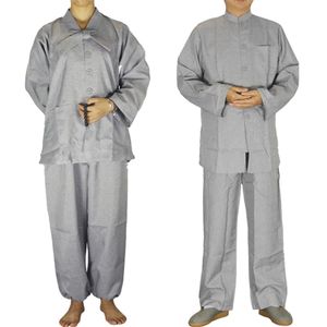 mannelijke en vrouwelijke Shaolin Tempel kostuum Zen Boeddhistische Gewaad lag Boeddhistische Meditatie Toga Uniform Monnik kleding Suit270S