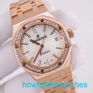 Montre au bracelet AP masculin Royal Oak 15451or Watan Watch Rose Rose Gold avec diamant Automatique mécanique Swiss Luxury Montres Watchs Casual Fashion Watch Diamètre 37 mm