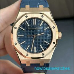 WRIGE MALE AP Watch Royal Oak Series 15510or OO D315CR.02 Rose Gold Blue Plate Mens Fashion Leisure Business Watch