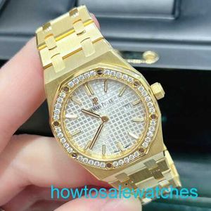 Montre le bracelet masculin Royal Oak Series Watch's Women's Woard 33 mm Diamètre Quartz Movement Steel White Gold Leisure Men's Luxury Watch 67651ba.zz.1261ba.01