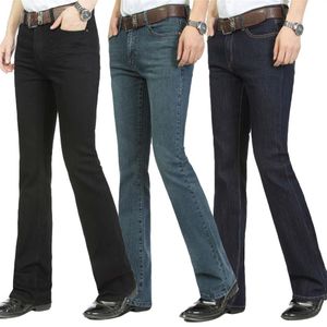 Pantalones de mezclilla con parte inferior de campana para hombre, pantalones vaqueros ajustados negros con corte de bota, ropa informal para hombre, pantalones acampanados de negocios 319S