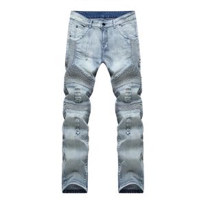 Jean motard homme tissu denim détruit élastique coupe ajustée Denim lavé pantalon skinny Joggers Skinny hommes pantalon déchiré