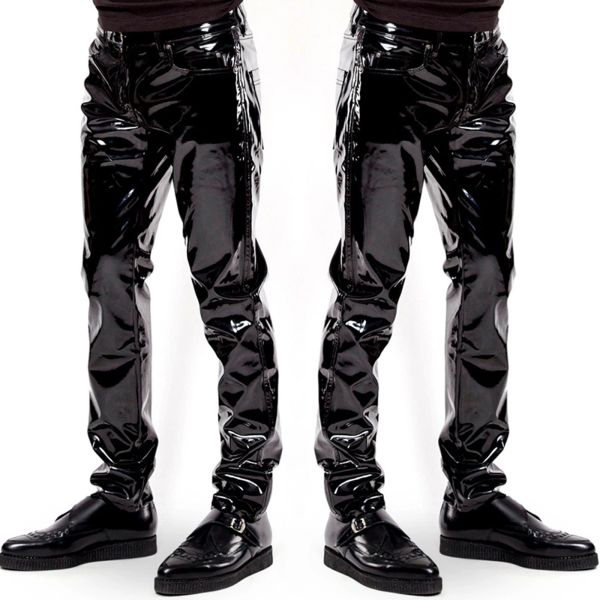 Pantalon de motard de moto de cuir noir noir mâle