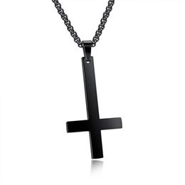 Collier pendentif croix inversée de saint-pierre noir pour hommes, ras du cou en acier inoxydable, Crux de Sanctus Petrus, bijoux pour hommes, Neckl2974