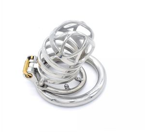 Dispositif de Cage de ceinture de chasteté en acier inoxydable pour hommes, avec cathéter urétral, anneau à pointes, jouets sexuels BDSM 42E