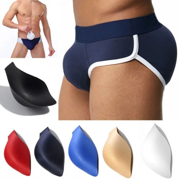 Briefs masculins Sexy Penis Bulge Pouche 3D AVANT FRANT PUSH UP CUP SAIMBRE PAD CUECA Men de sous-vêtements Sponge Pad Enhancer Cup