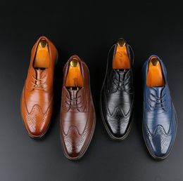 Chaussure de robe d'entreprise masculine colorée lacet up mode homme décontracté en cuir décontracté oxfords à la loi plat.