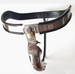 Dispositivos de castidad Cinturones de castidad masculinos Modelo-Y Cinturón de cintura de curva ajustable Pantalones de acero inoxidable Dispositivo de jaula de sujeción del pene Juguetes sexuales para hombres