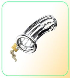 Dispositivos masculinos Bondage Anillo de pene con cerradura de acero inoxidable Jaula para pene Consolador Jaula Juguetes sexuales para hombres M5002178097