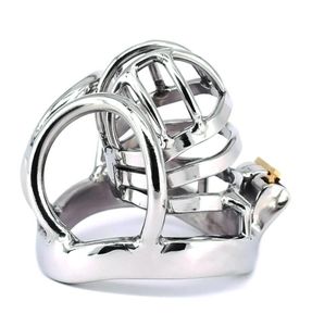 Cage à coq mâle en acier inoxydable, anneau de pénis à Arc avec anneau Anti-arrêt, dispositifs de retenue du Scrotum, boules métalliques, verrouillage 3484105