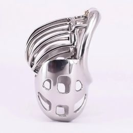 Jaula de gallo masculina con bolsa de testículo de escroto Anillo de pene de arco de acero inoxidable Dispositivos de castidad de metal Restricciones de esclavitud Engranaje Juguete sexual 240102