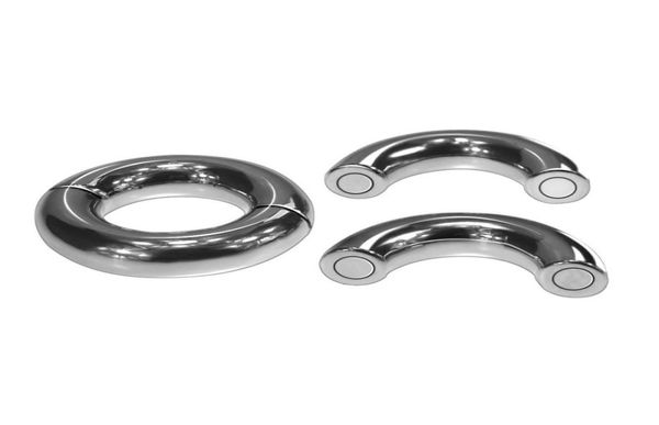 Cockrings mâles Penis Ring Magnetic en acier inoxydable Scrotum Bondage Poids Boule Couchette de boule