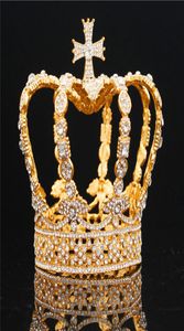 Mannelijke Kroon Barokke Bruidskroon Koninklijke Koning Tiara Trouwjurk Verjaardagsfeestje Prestatie Accessoires Diadeem C190222013894150