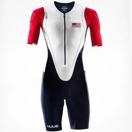 Saut-popularité de cyclisme masculin Huub triathlon skinsuit masque à manches courtes jersey jersey de combinaison