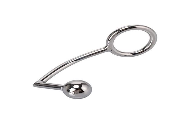 Dispositivo masculino 40 mm de 45 mm 50 mm Gancho anal de acero inoxidable con tope de metal con anillo de pene Totos para adultos para hombres4184137
