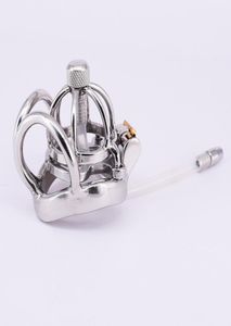 Mannelijk apparaat met urethrale buisstekker roestvrij staal anti-off ring pik kooi sex speelgoed voor Men8715883