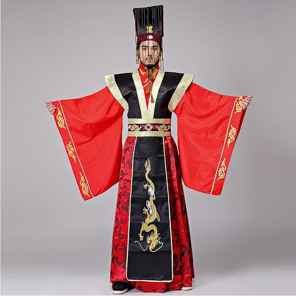 Costume d'empereur masculin La robe rouge impériale de la dynastie Qin robe de mariée chinoise ancienne Hanfu Film TV scène porter des vêtements de cosplay