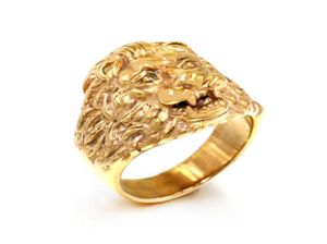 Mannelijke mode hoogwaardige dierenstone ring Men039s leeuw ringen roestvrijstalen rots punk ringen mannen lion039s head gold juwelier4965278