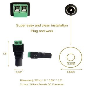 Connecteur de câble de câble DC mâle mâle 5,5 mm * 2,1 mm Adaptateur de bouche d'alimentation à douille de prise pour la bande LED LED CCTV CAME DE SÉCURITÉ DVR