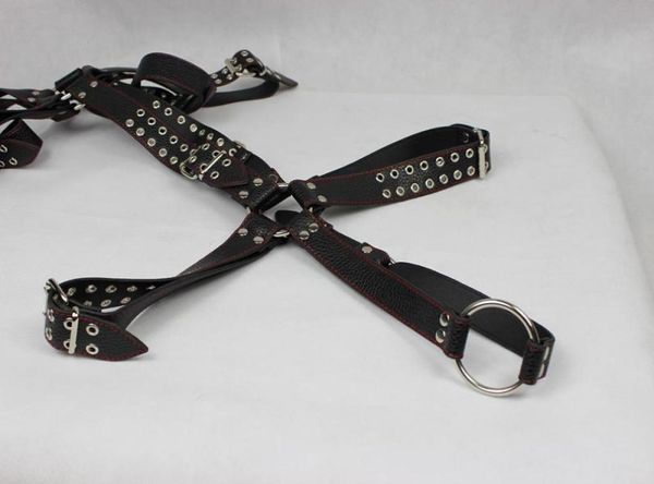 Arnés de cuerpo completo masculino con anillos para pene, cuerpo de esclavo para hombres, fetiche de cuero SM Bondage Systemic Set8257793