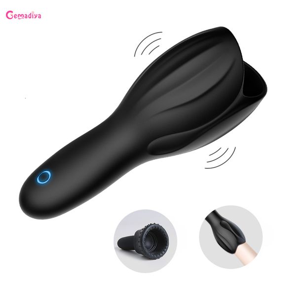 Male Glans Vibrator Penis Massager Male Masturbator Delay Lasting Sex Machine Stamina Trainer jouet adulte pour hommes Penis Stimulator T191128