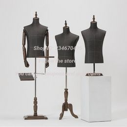 Modèle de mannequin de demi-longueur mâle, Affichage du rack de pantalons, magasin de vêtements, base en bois, hauteur réglable, style 2, D146