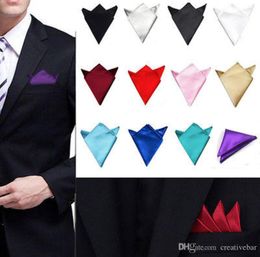 Homme Hankerchief Foulards Vintage Hankies Mens Pocket Square Mouchoirs Gentalmen Satin Party Blazer Mouchoirs Ascot Cravat 35 couleur