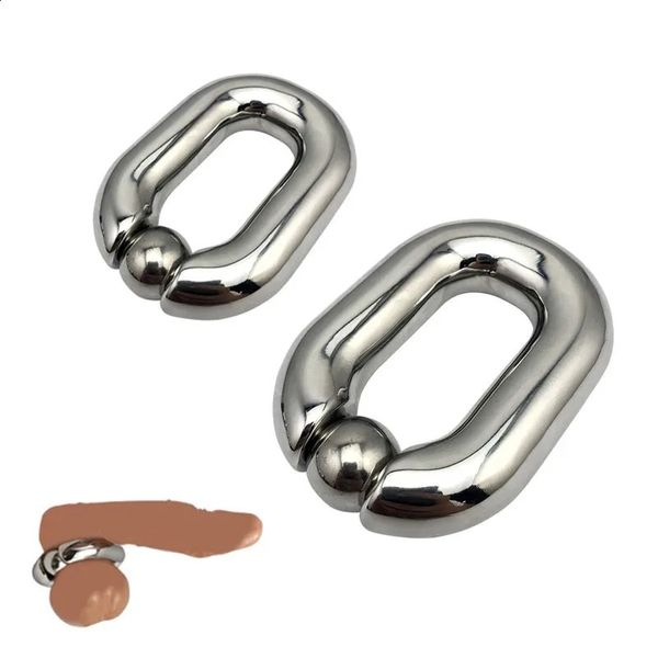 Bola de acero inoxidable de alta resistencia masculina Bola de acero inoxidable Stretch Metal Metal Metal Pene Anillo de cuernos REDETADO EJACULACIÓN Toy de sexo masculino 240430