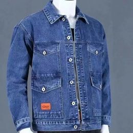 Mannelijke Jean Coats Cargo Black Mens Denim Jacket Herfst uiteen van stofkleding in prijs Stijlvolle trendy gewassen Y2K G 240408