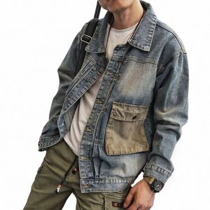 Mâle Jean Manteaux Outwear Automne Bleu Veste en jean pour hommes Pardessus Cargo Larges épaules Nouveau dans Menswear Original Hiver 2023 Mer u0k5 #