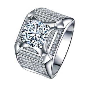 Bague en diamant Moissanite pour hommes, bijoux en argent Sterling 925, bague de fiançailles, de mariage, cadeau d'anniversaire