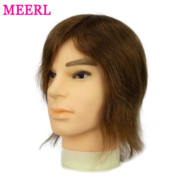 Tête de mannequin masculin avec 100% Human Hair Cosmetology Manikin Head pour couper la tête de poupée de coiffage pour coiffer avec un support de pince