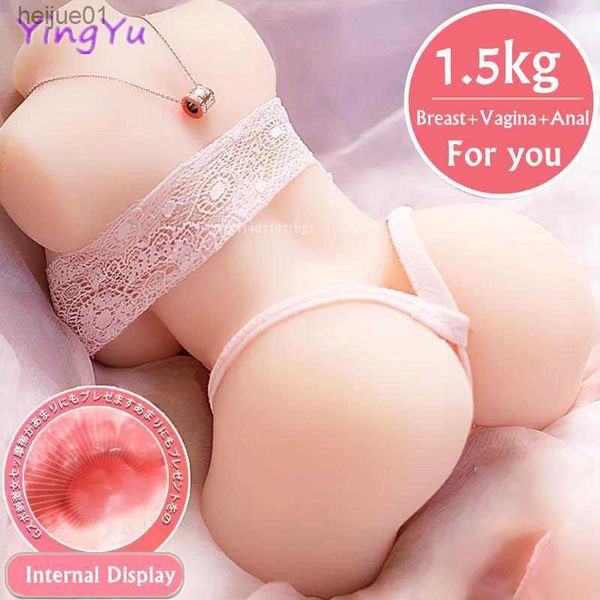 Masturbation Masculine Poche Chatte 1.5kg Demi-Corps Poupée De Sexe Vagin Anal Double Canal pour Le Sexe Doux Poitrine Torse Féminin Sex Shop 18+ L230518